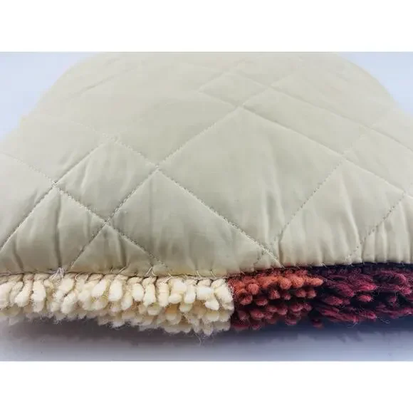 Vintage 1970’s Latch Hook Yarn Retro Geometric 15x15 Square Throw Pillow Finishe - Picture 9 of 10